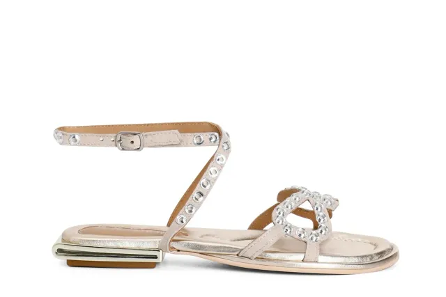 CafèNoir Gilda Camoscio Strass Sandali Beige 39