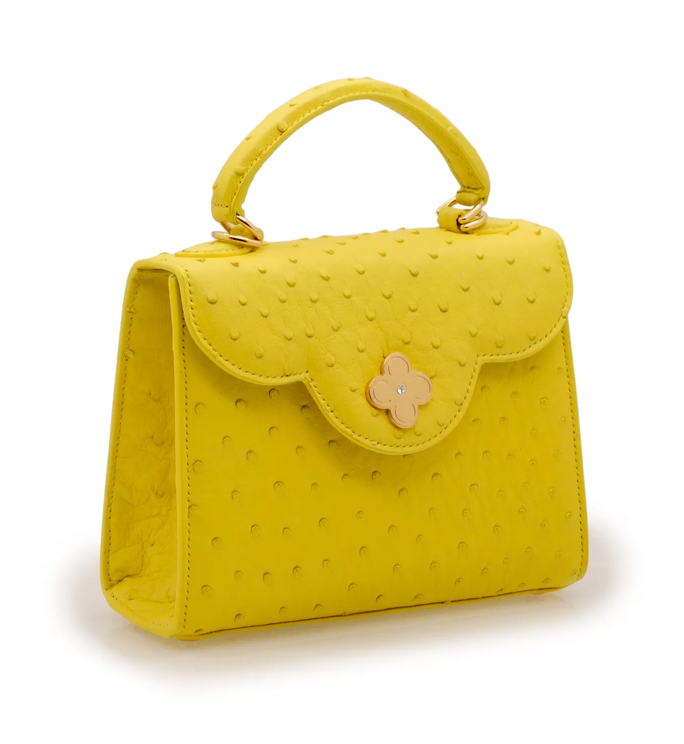 Cardinal Milano First Lady Small borsa struzzo gialla tracolla