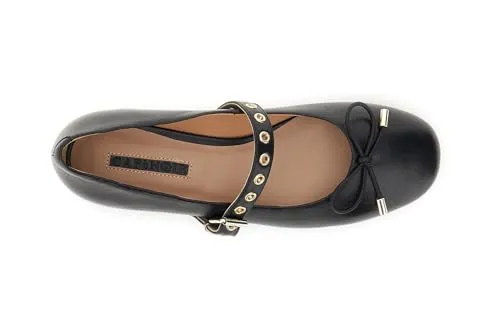 CafèNoir Ballerine Nere Cinturino Occhielli Tacco 1,9 cm