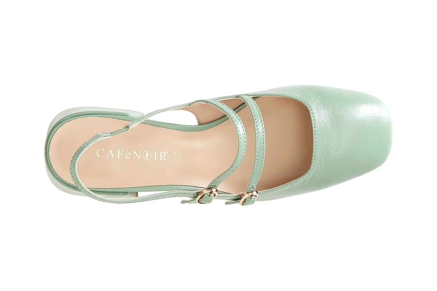 CafèNoir Slingback Vernice Due Fibbie Décolleté Salvia