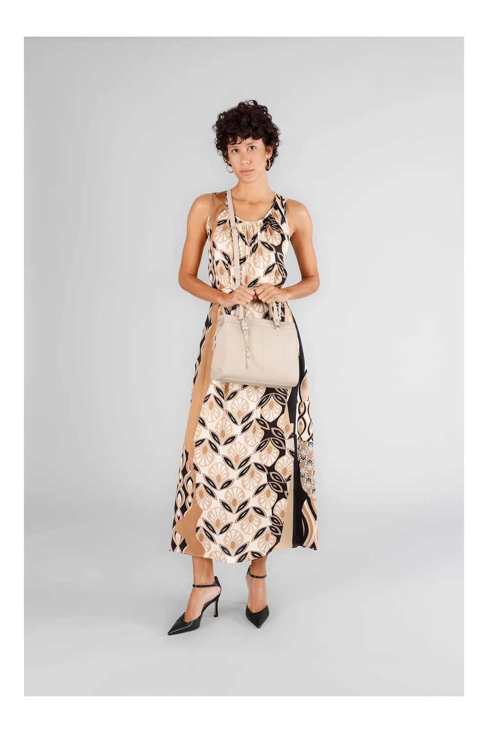 CafèNoir Bauletto borsa a mano beige tortigliata