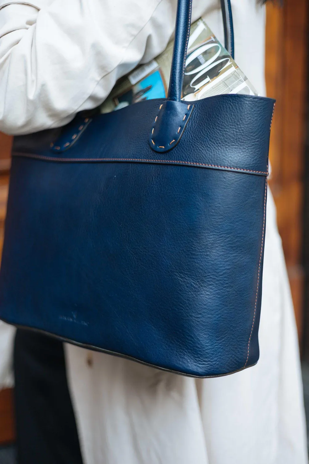Aigin Milano Handmade Tote Borsa Pelle Miele Divisorio