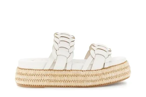 CafèNoir Sandalo Zeppa Rafia Off White Due Fasce 36