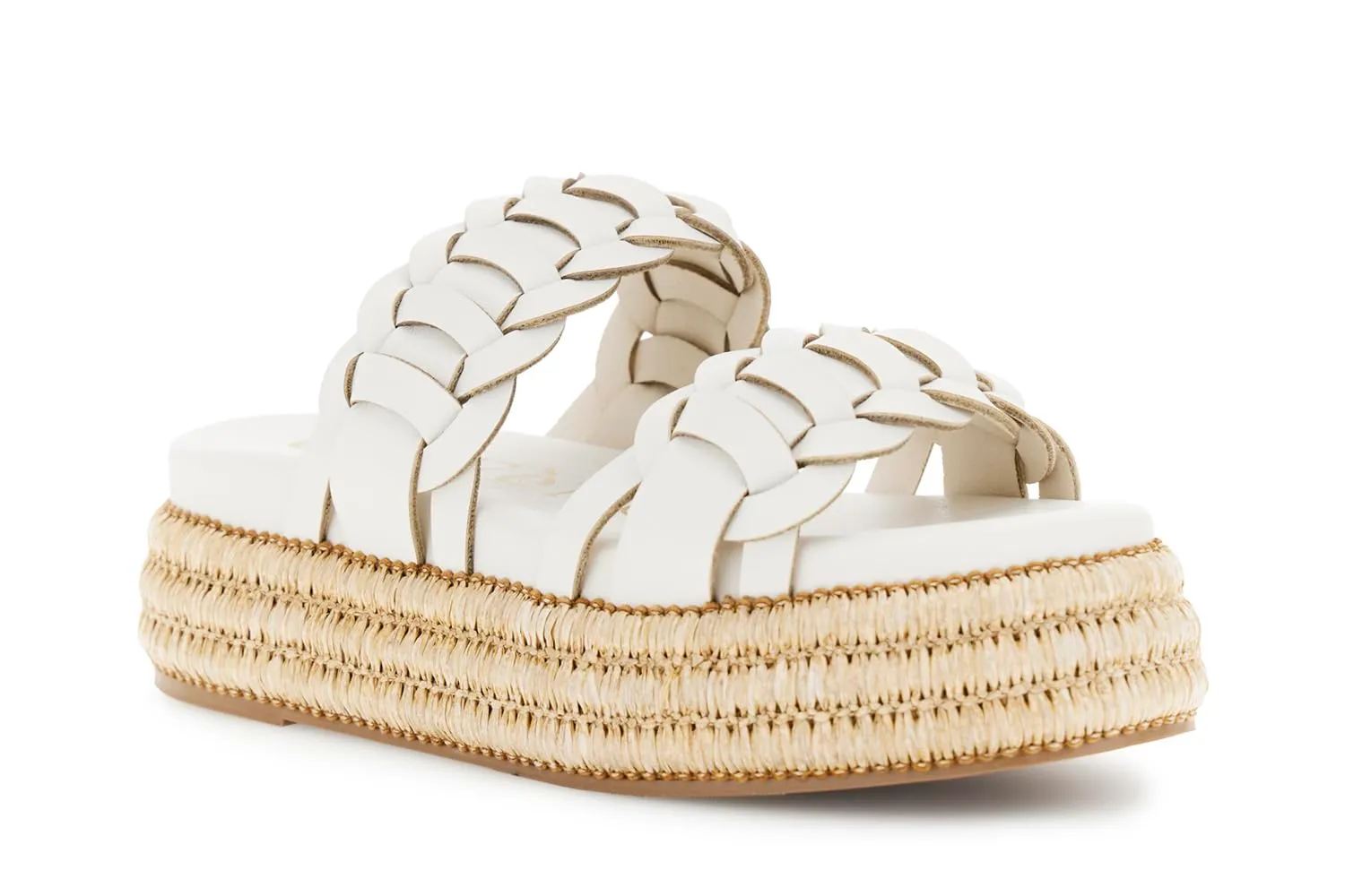 CafèNoir Sandalo Zeppa Rafia Off White Due Fasce 36