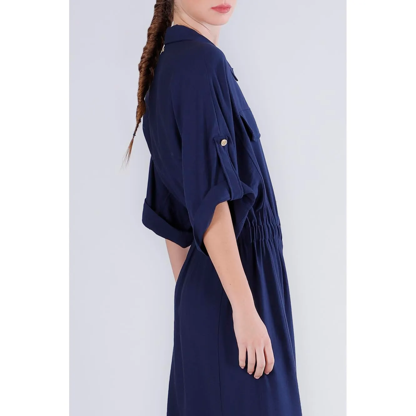 CafèNoir Abito Chemisier Elastico Kimono Navy M
