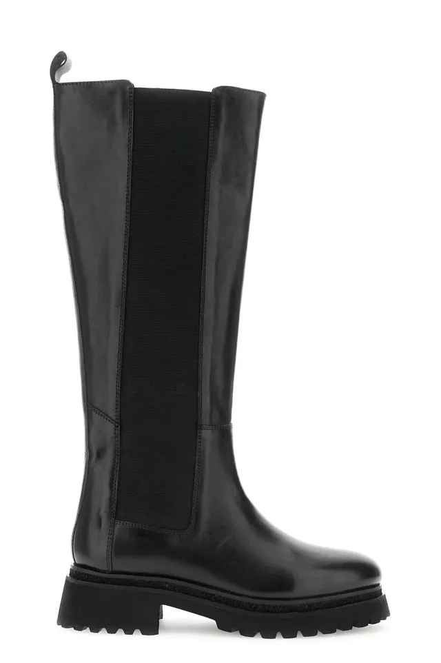 CafèNoir Stivali Pelle Nero Elastico Tacco 5,5 cm