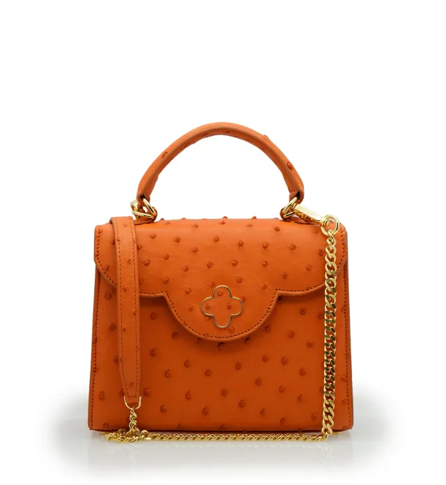 Cardinal Milano First Lady Small Borsa Pelle Struzzo Arancio