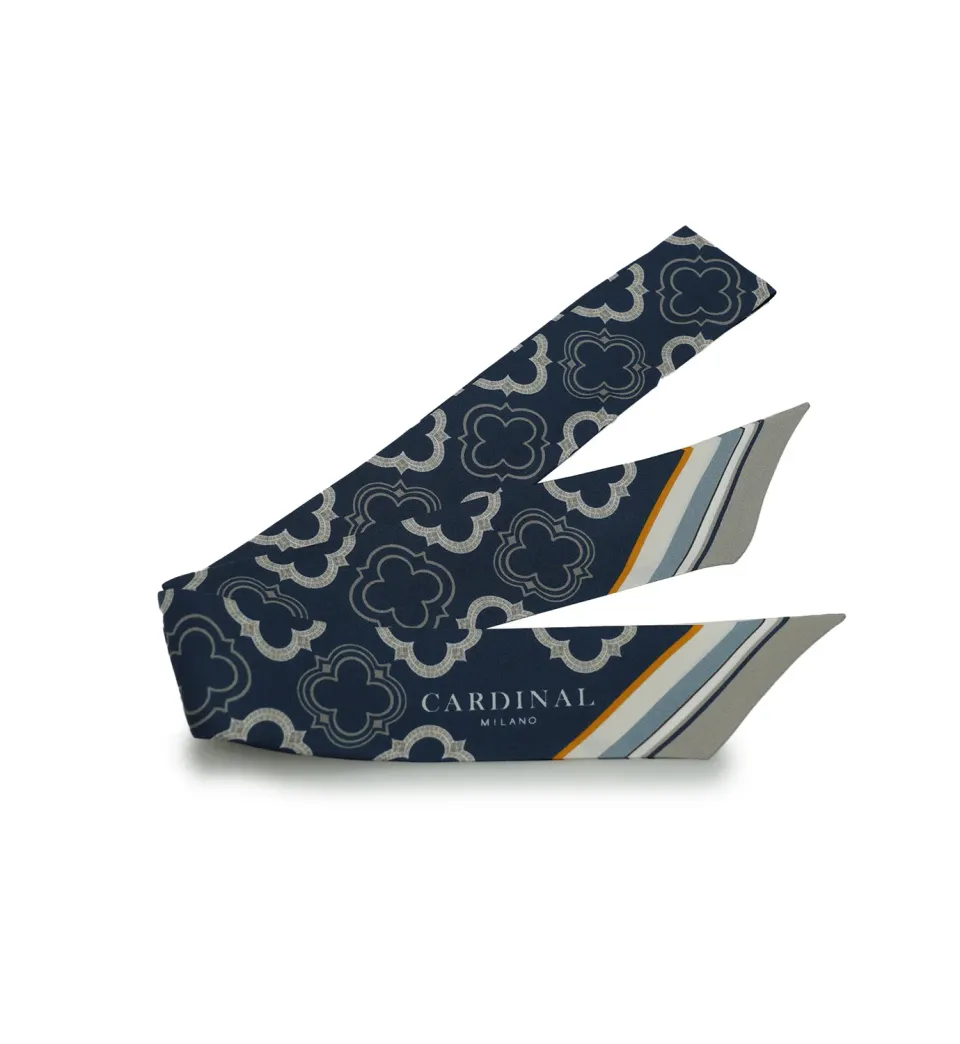 Cardinal Milano Navy Blue twilly seta blu manici borsa