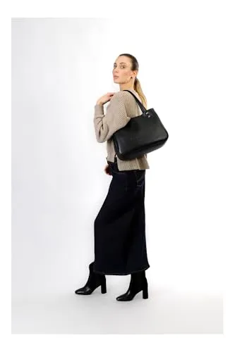 CafèNoir Shopping Catena Borsa Nero Zip 33x25 cm