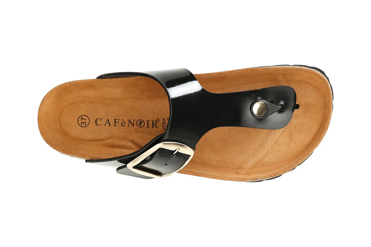 CafèNoir Ciabatta Infradito Donna con Fibbia Nera Fussbett Pelle