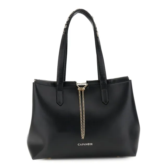 CafèNoir Shopping Bag Donna Nera con Coulisse e Catenina