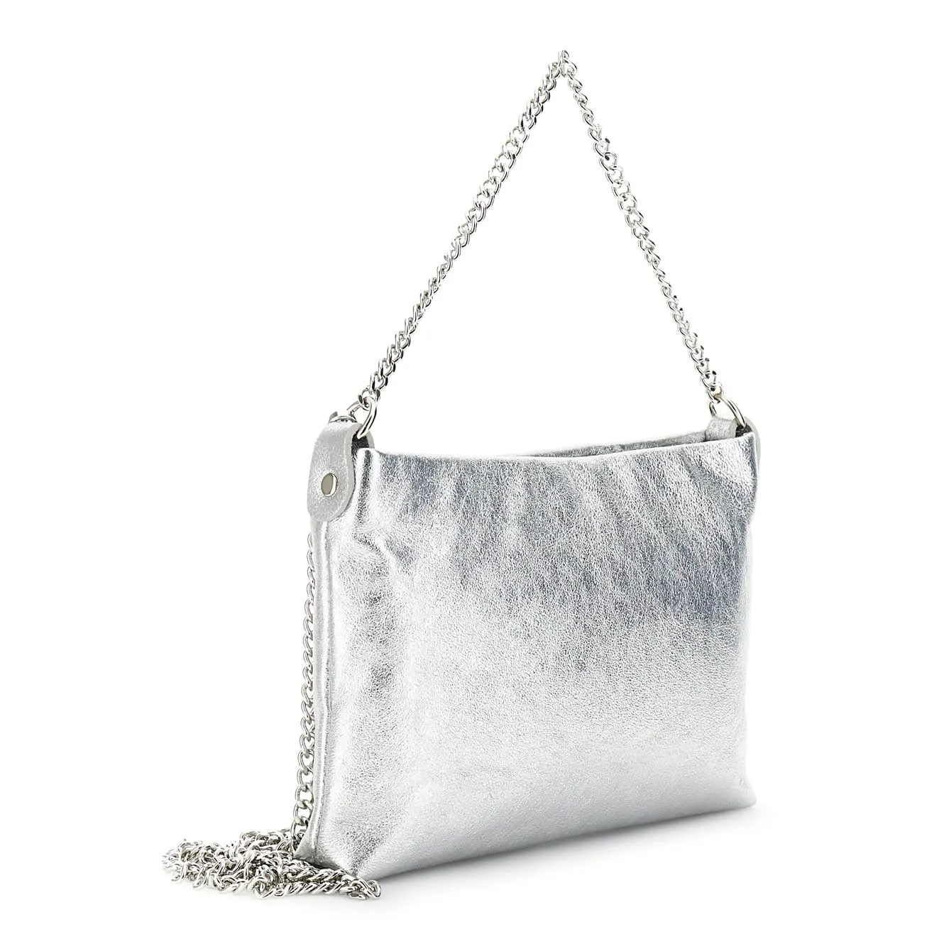 CafèNoir Pochette Pelle Metallizzata Tracolla Catena