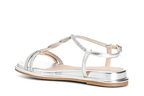 CafèNoir Sandali a T Multistrass Argento in Pelle