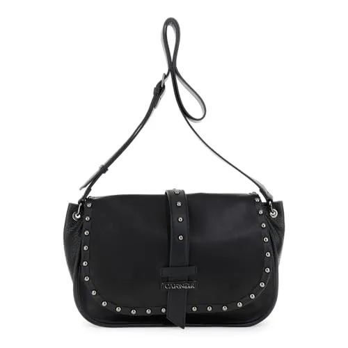 CafèNoir Pattina Effetto Nuvolato borsa a spalla nero borchiato