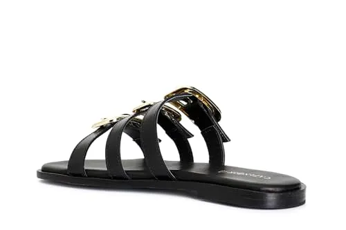 CafèNoir Ciabatta Pelle Tre Fibbie Suola Cuoio
