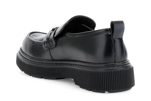 CafèNoir Mocassini Donna Neri Abrasivati Accessorio Suola 4 cm