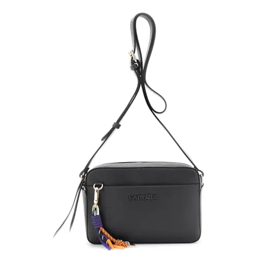 CafèNoir Camera Bag Saffiano Nera Charms Multicolor