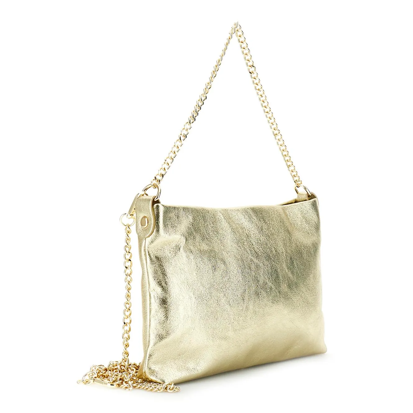 CafèNoir Pochette Pelle Metallizzata Catena Oro