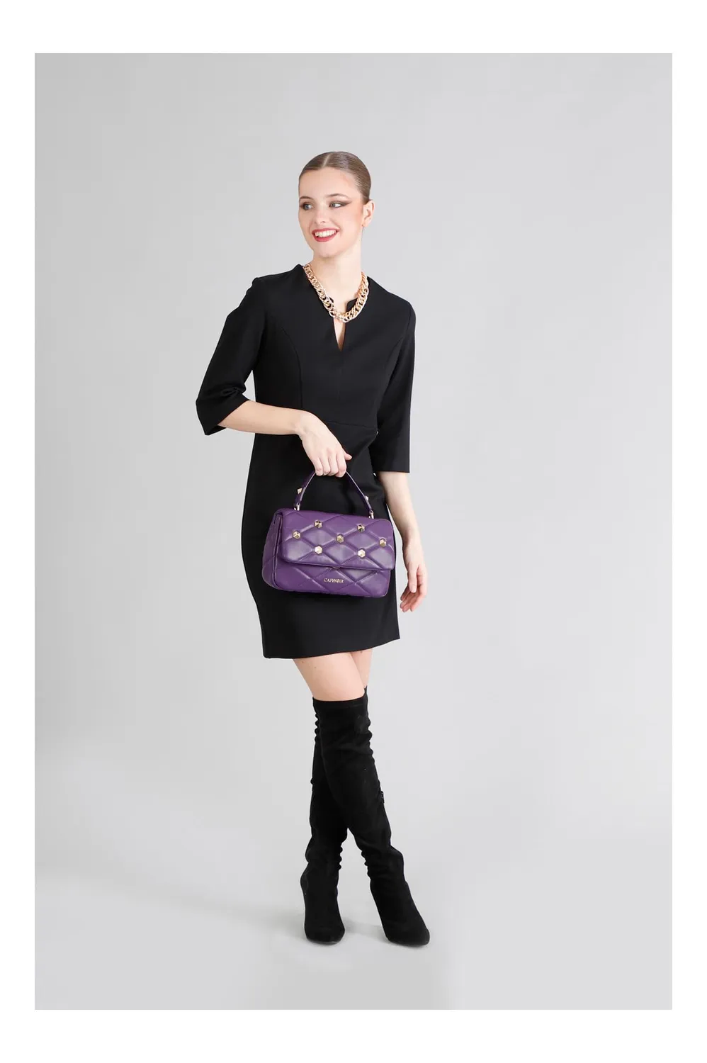 CafèNoir borsa media viola borchie esagonali
