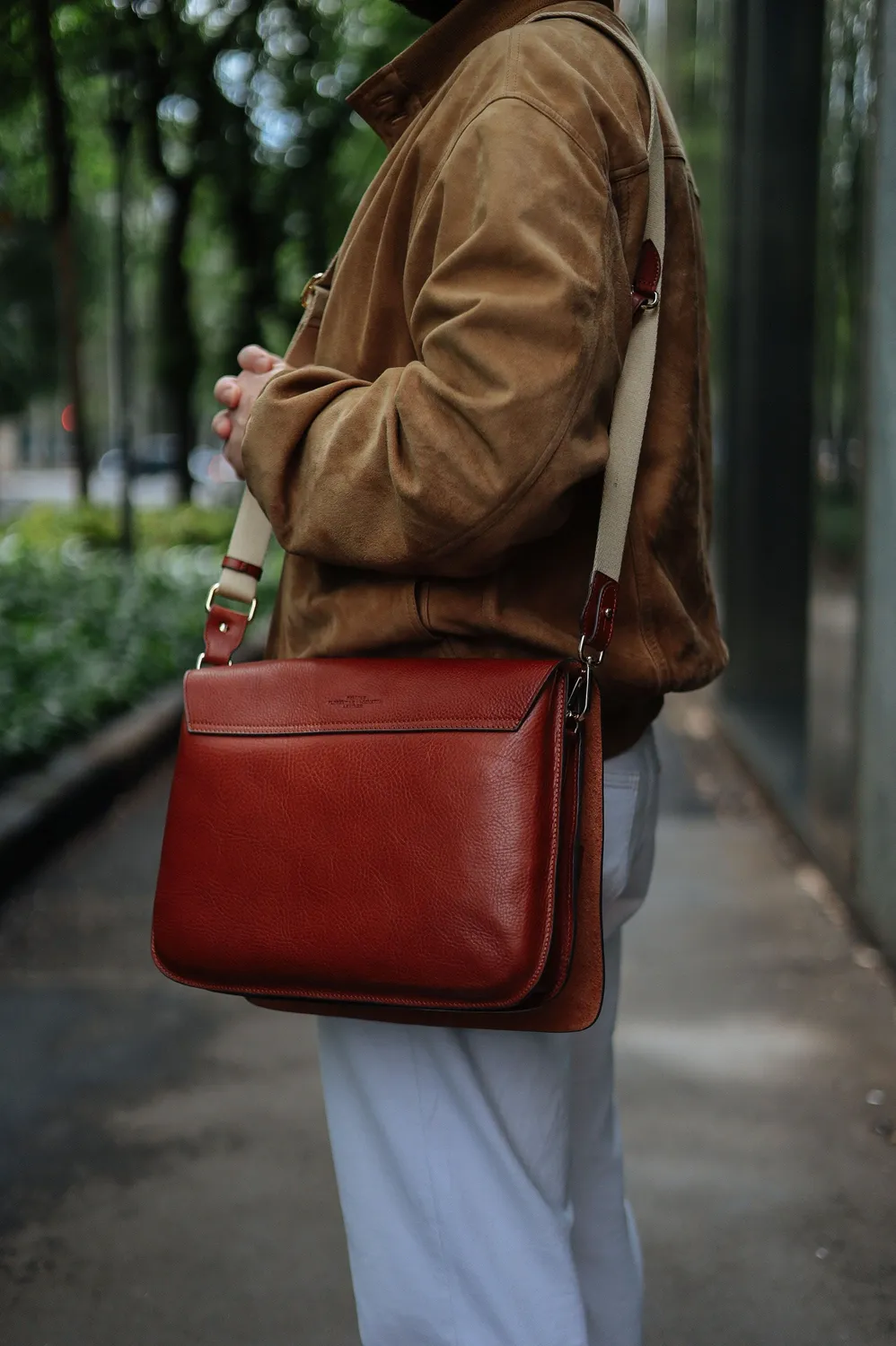 Aigin Milano Messenger Tracolla Pelle Miele 33 cm Unisex