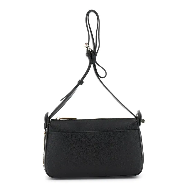 CafèNoir Camera Bag Effetto Pelle Nera Occhielli