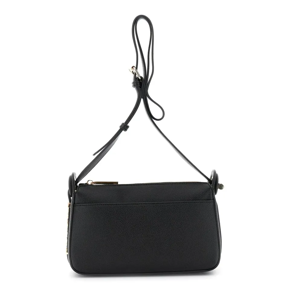 CafèNoir Camera Bag Effetto Pelle Nera Occhielli