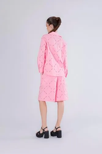 CafèNoir Blusa Sangallo Ricamata Rosa S