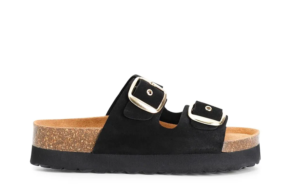 CafèNoir Ciabatta Pelle Doppia Fibbia Donna Plantare 4 cm
