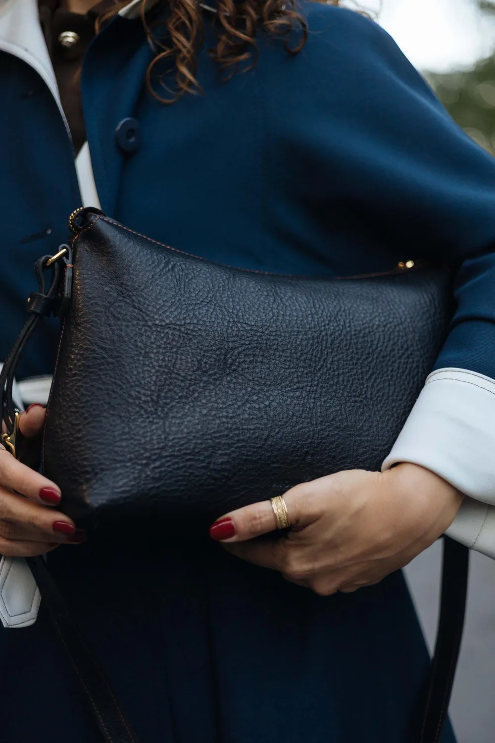 Aigin Milano Minimal Borsa Tracolla Marrone Pelle
