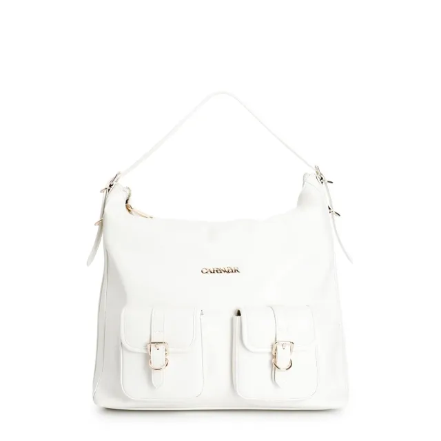 CafèNoir Borsa Spalla Donna Bianca Unica Logo Laserato Tasche