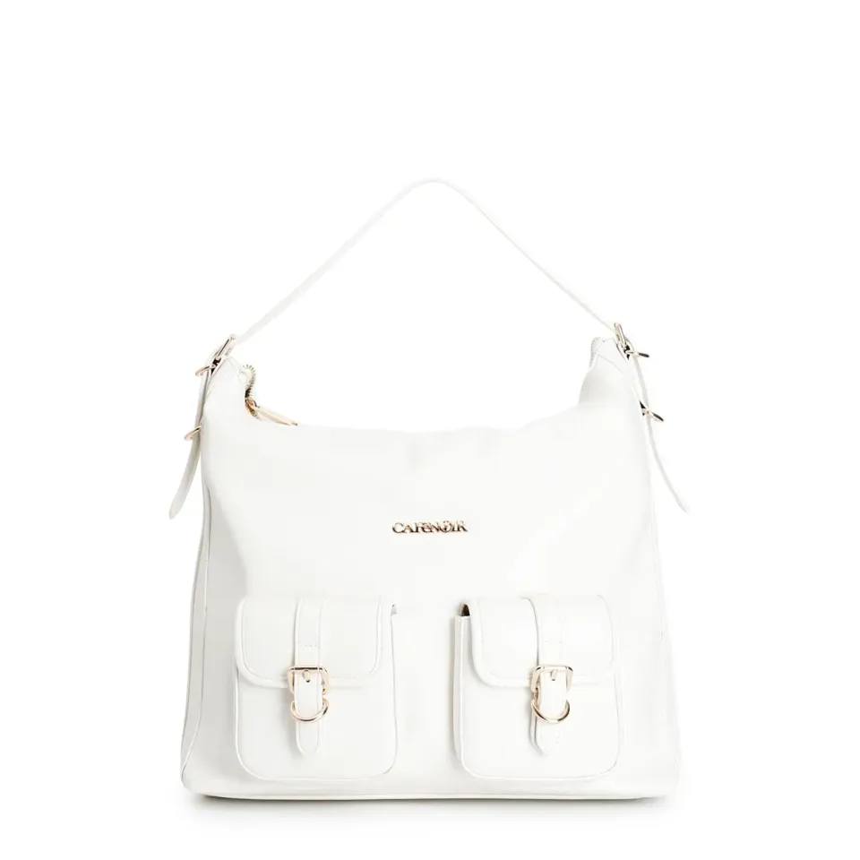 CafèNoir Borsa Spalla Donna Bianca Unica Logo Laserato Tasche