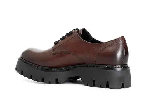 CafèNoir Derby Donna Pelle Tabacco Stringata