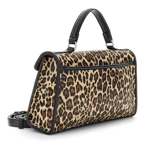 CafèNoir Borsa a Mano con Pattina Leopard Manico Imbottito