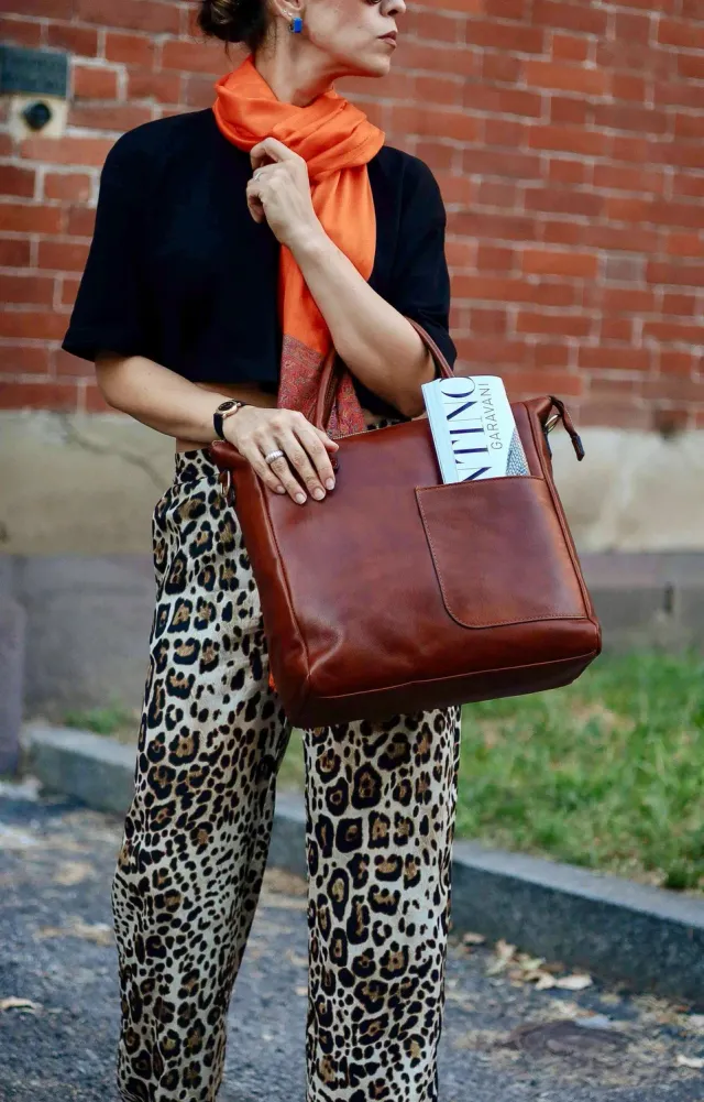 Aigin Milano Tote Bag borsa laptop marrone imbottita