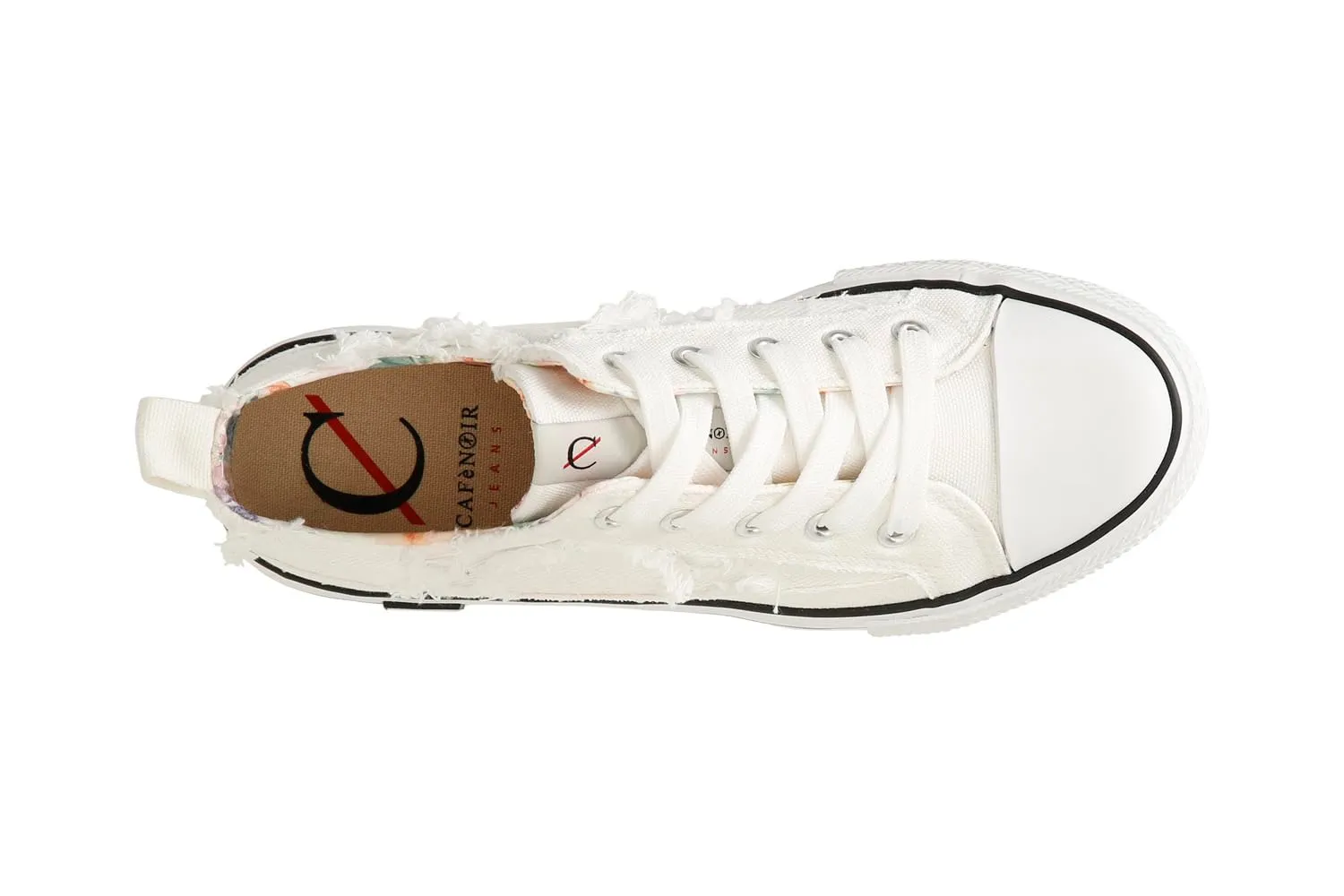 CafèNoir Sneakers Denim Sfrangiato Lacci Suola 4 cm