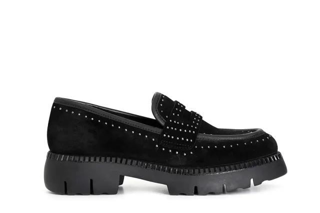 CafèNoir Mocassino Donna Camoscio Nero Microborchie