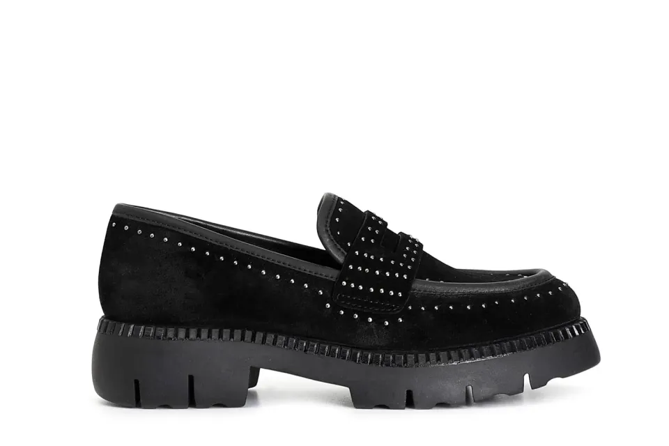 CafèNoir Mocassino Donna Camoscio Nero Microborchie