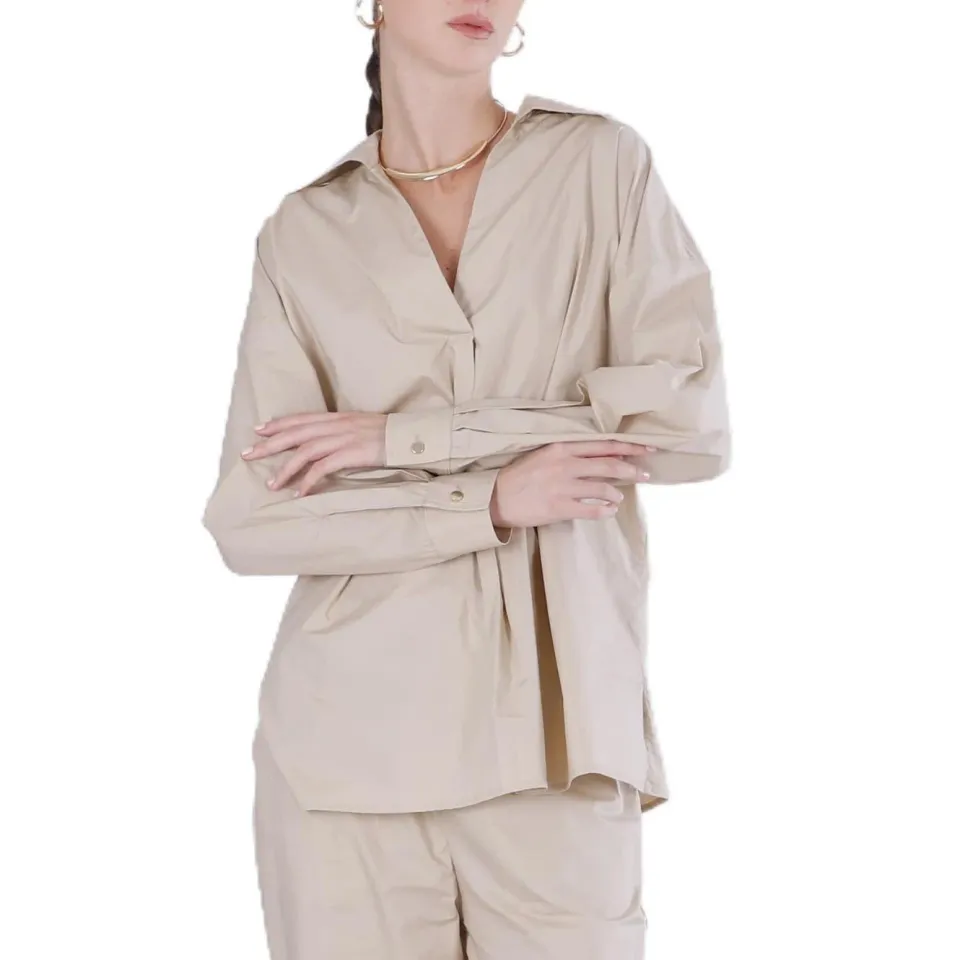 CafèNoir Blusa Over Piega Davanti Sabbia S