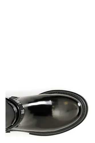 CafèNoir stivale similpelle nero elasticizzato fibbia strass