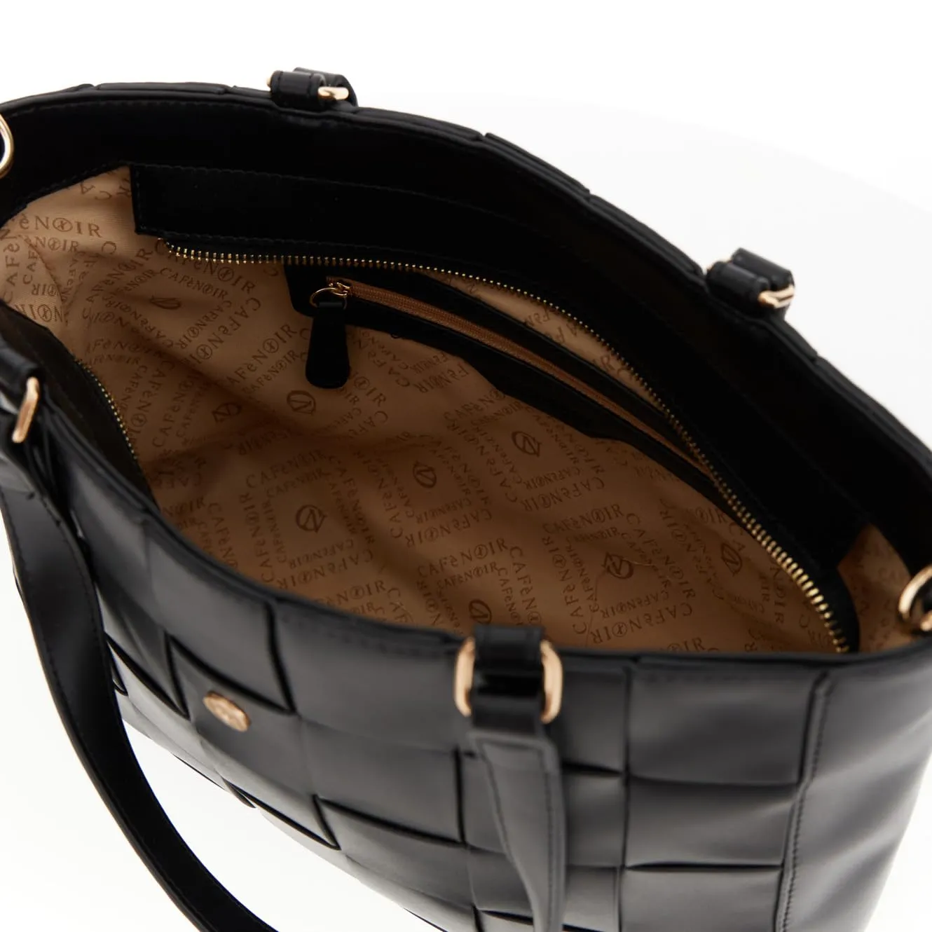 CafèNoir Intrecciato Tote Donna Effetto Pelle Nera Unica