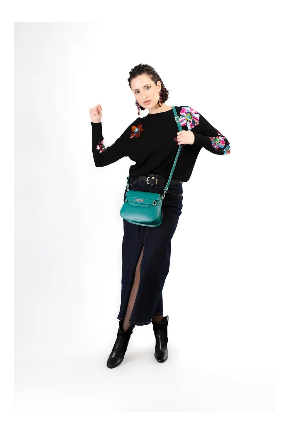 CafèNoir Pattina Pelle Tracolla Borsa Verde
